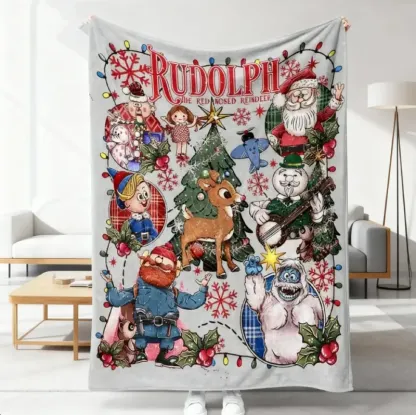 Rudolph the Red - Nosed Reindeer Christmas - Themed Blanket| Sofa Binging Throw, AC Home Blanket