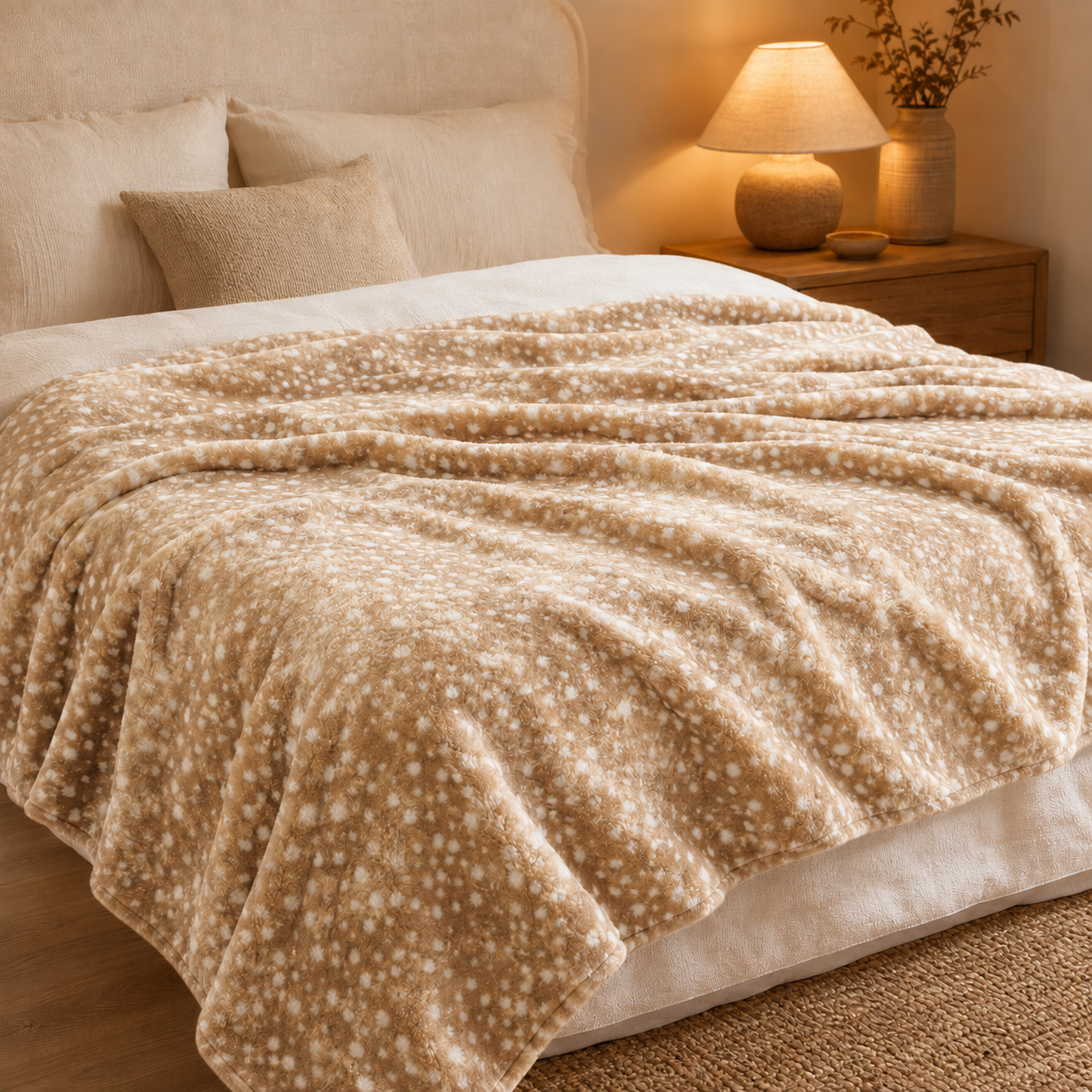 Brown Leopard Dot Pattern Cozy Throw Blanket
