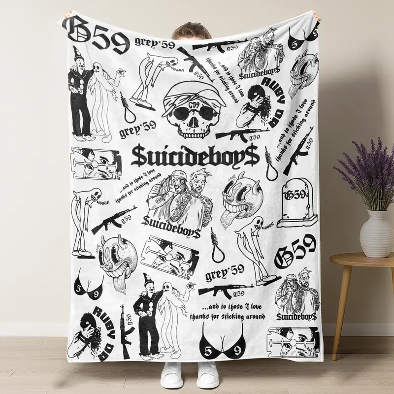 Retro Punk Full Wrap Print Blanket