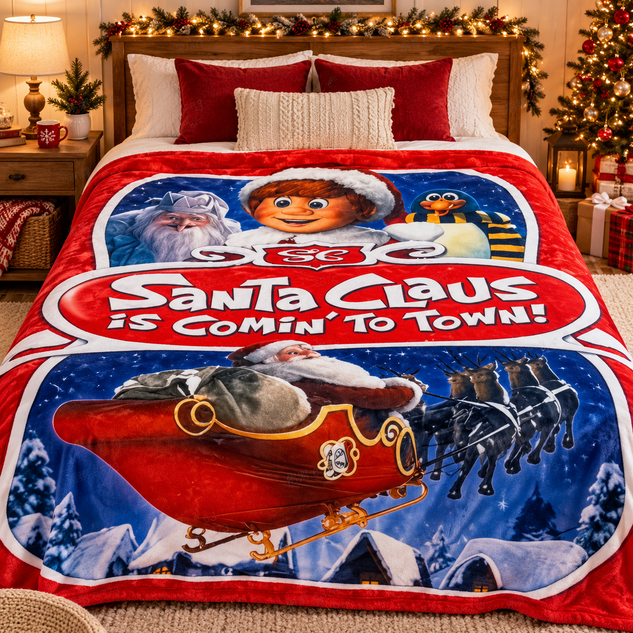 Santa Claus Is Coming to Town Christmas Blanket