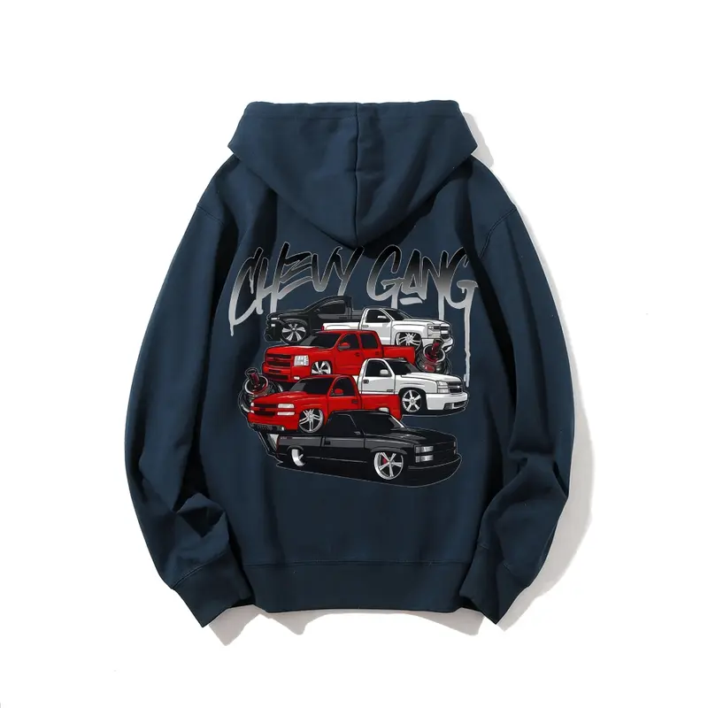 Chevy Gang Graphic Silverado Men's Cotton Hooded Sweatshirt 