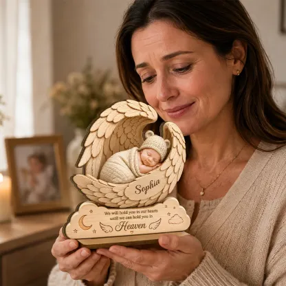 We Will Hold you in Our Hearts-Custom Wooden Baby Plaque