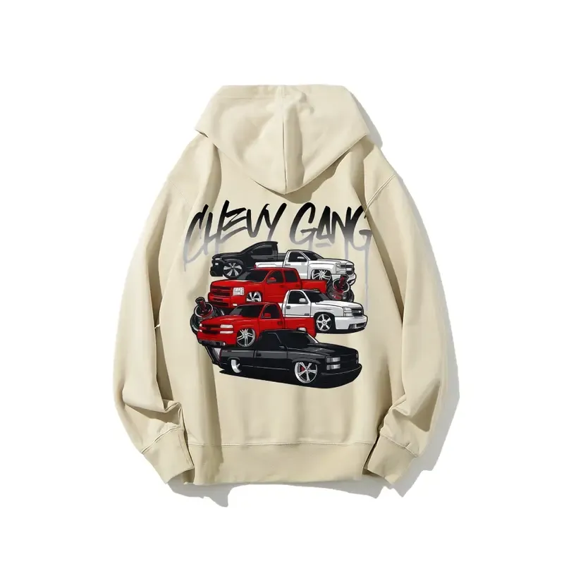 Chevy Gang Graphic Silverado Men's Cotton Hooded Sweatshirt 