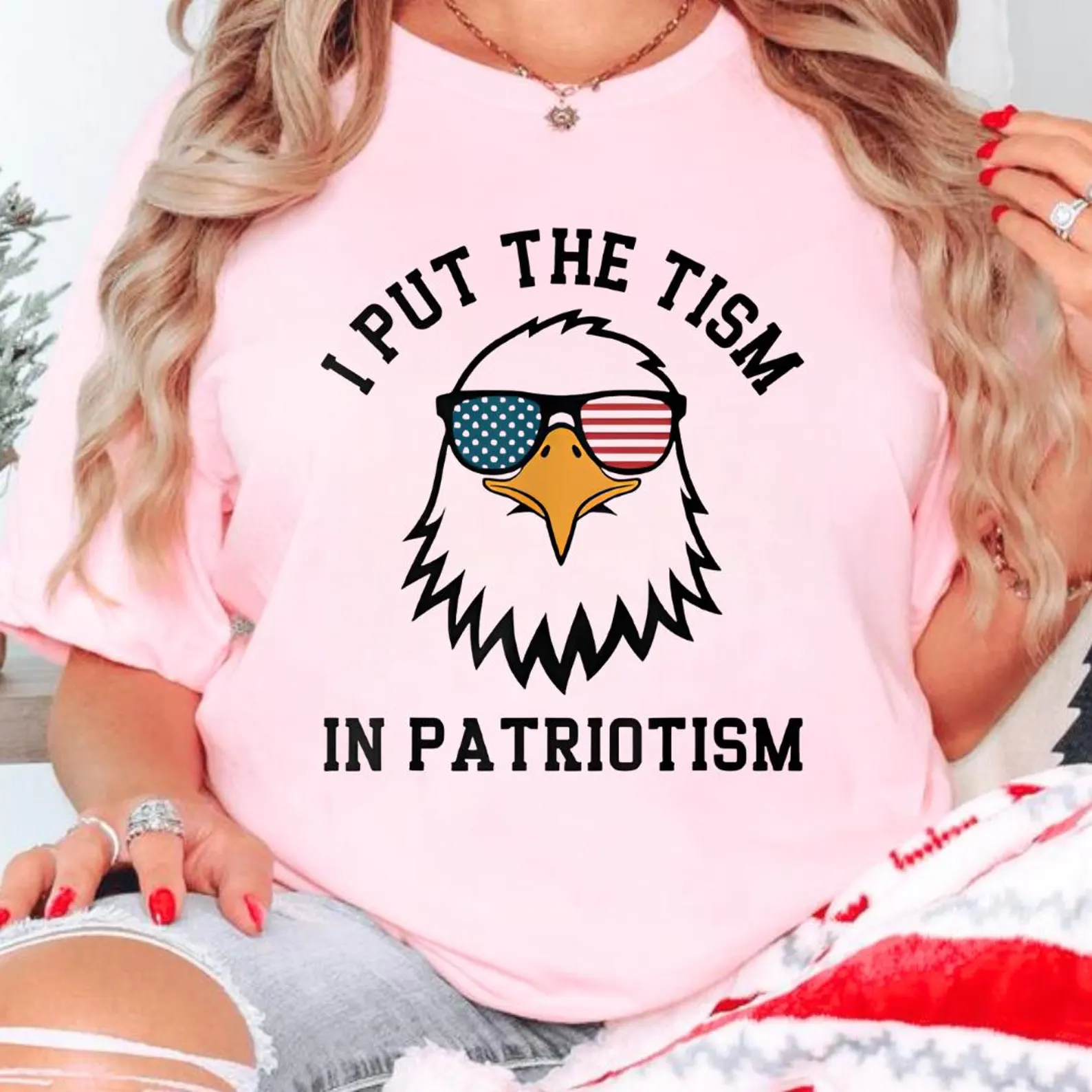 I Put the 'Tism' in Patriotism Eagle Graphic T-Shirt – Funny Patriotic Tee