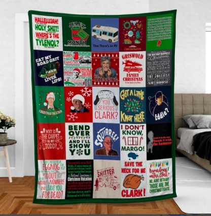 National Lampoon's Christmas Vacation Themed Patchwork Christmas Flannel Throw Blanket