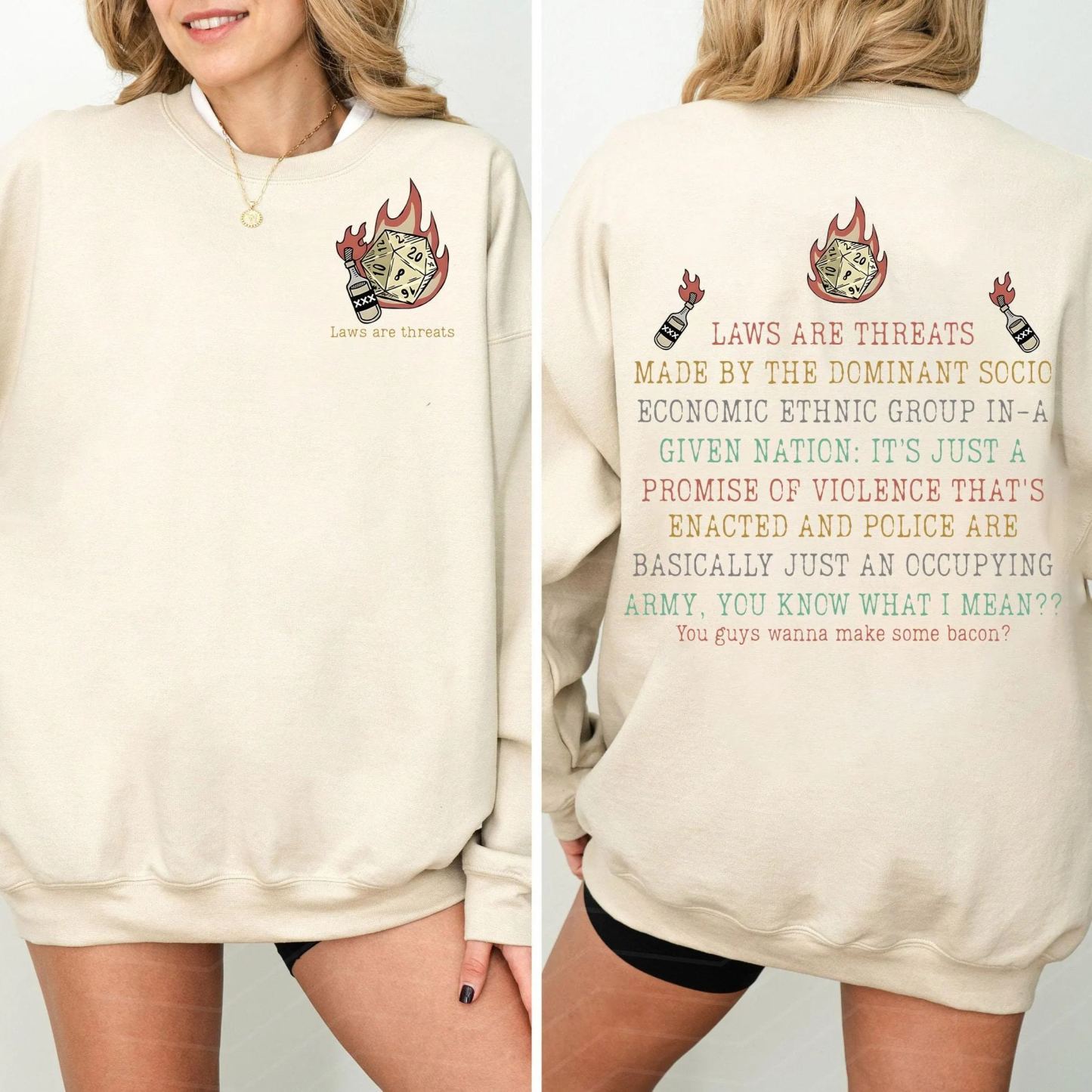 Laws Are Threats 2 Sides Shirt, D&D Tshirt, Dunge0ns and Drag0ns Shirts, Vintage Retro 90s Joke D and D Sweatshirt, Hoodie, RPG Gift