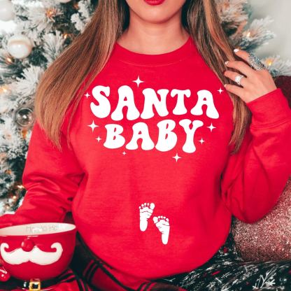 Santa Baby Christmas Pregnancy Announcement Sweatshirt