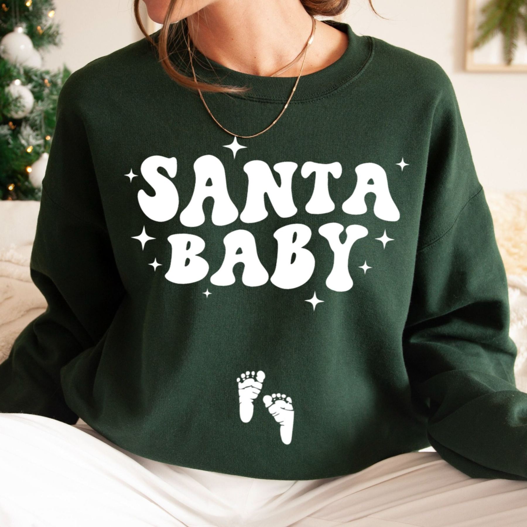 Santa Baby Christmas Pregnancy Announcement Sweatshirt