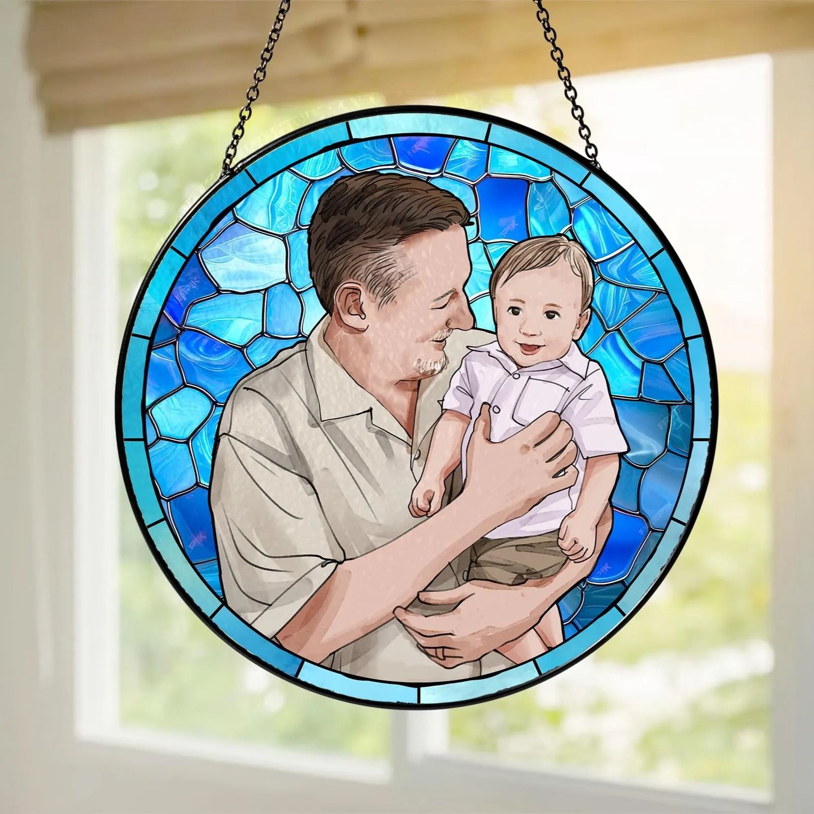 Personalized Grandma Portrait Suncatcher - Stained Glass Window Hanging