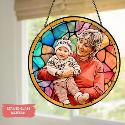 Personalized Grandma Portrait Suncatcher - Stained Glass Window Hanging
