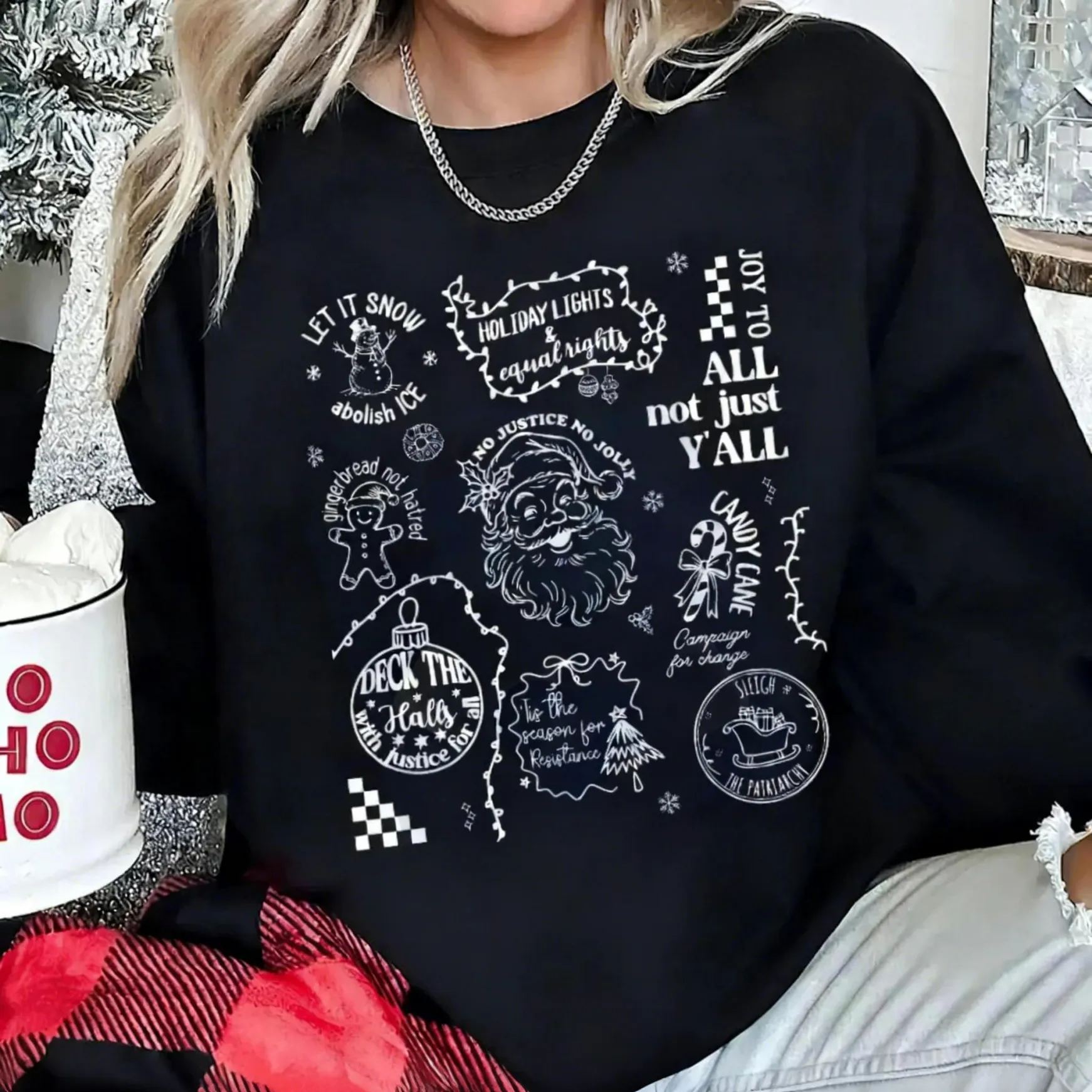 Doodle Santa Claus Liberal Values Sweatshirt