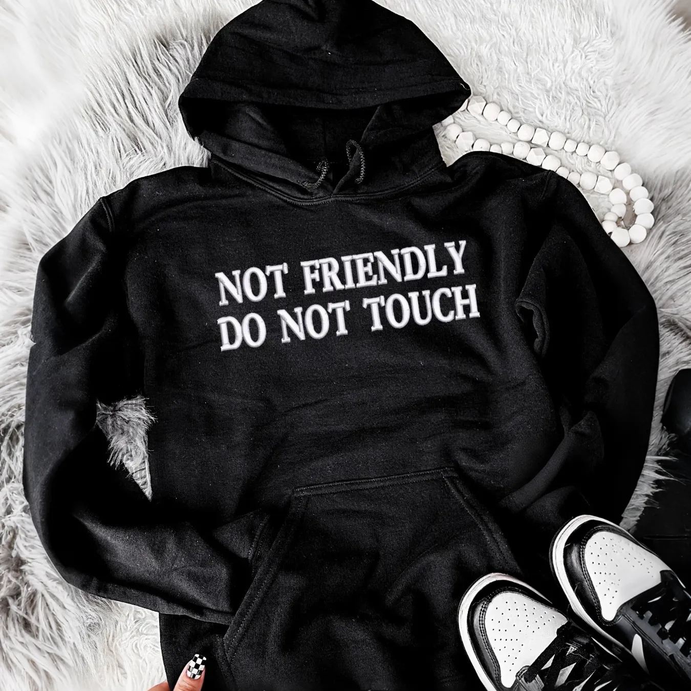 Not Friendly Do Not Touch Embroidered Sweatshirt