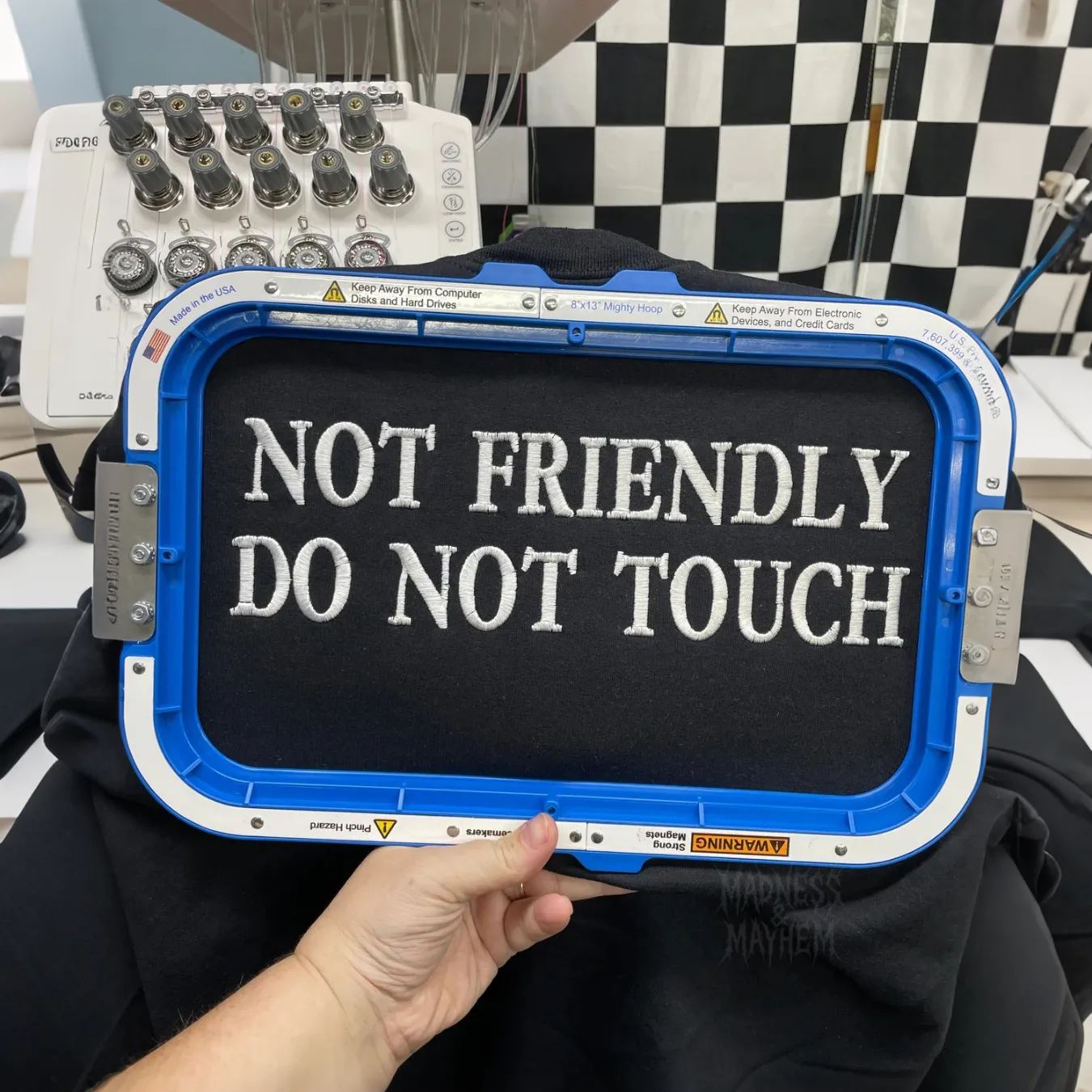 Not Friendly Do Not Touch Embroidered Sweatshirt