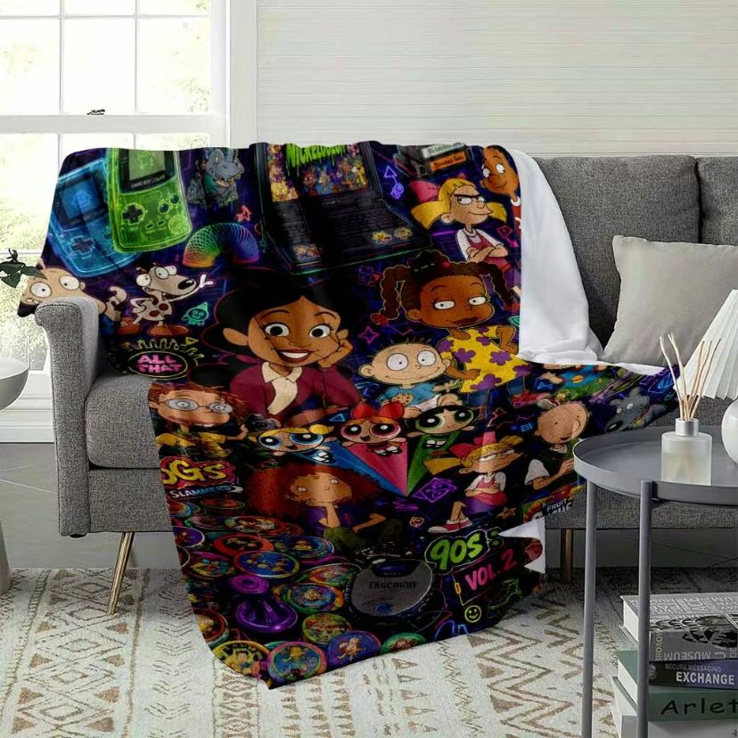 Retro Neon Pop Art Flannel Blanket 