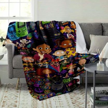 Retro Neon Pop Art Flannel Blanket 