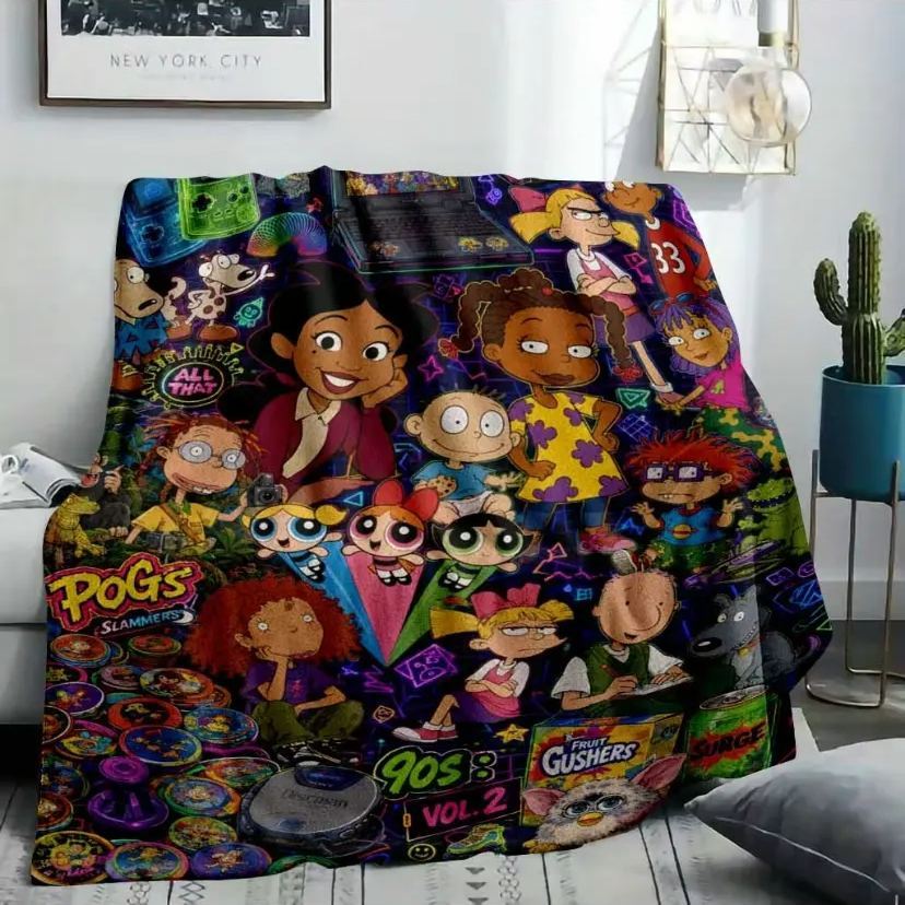 Retro Neon Pop Art Flannel Blanket 