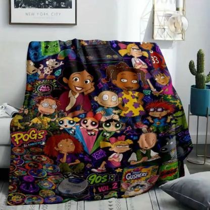 Retro Neon Pop Art Flannel Blanket 