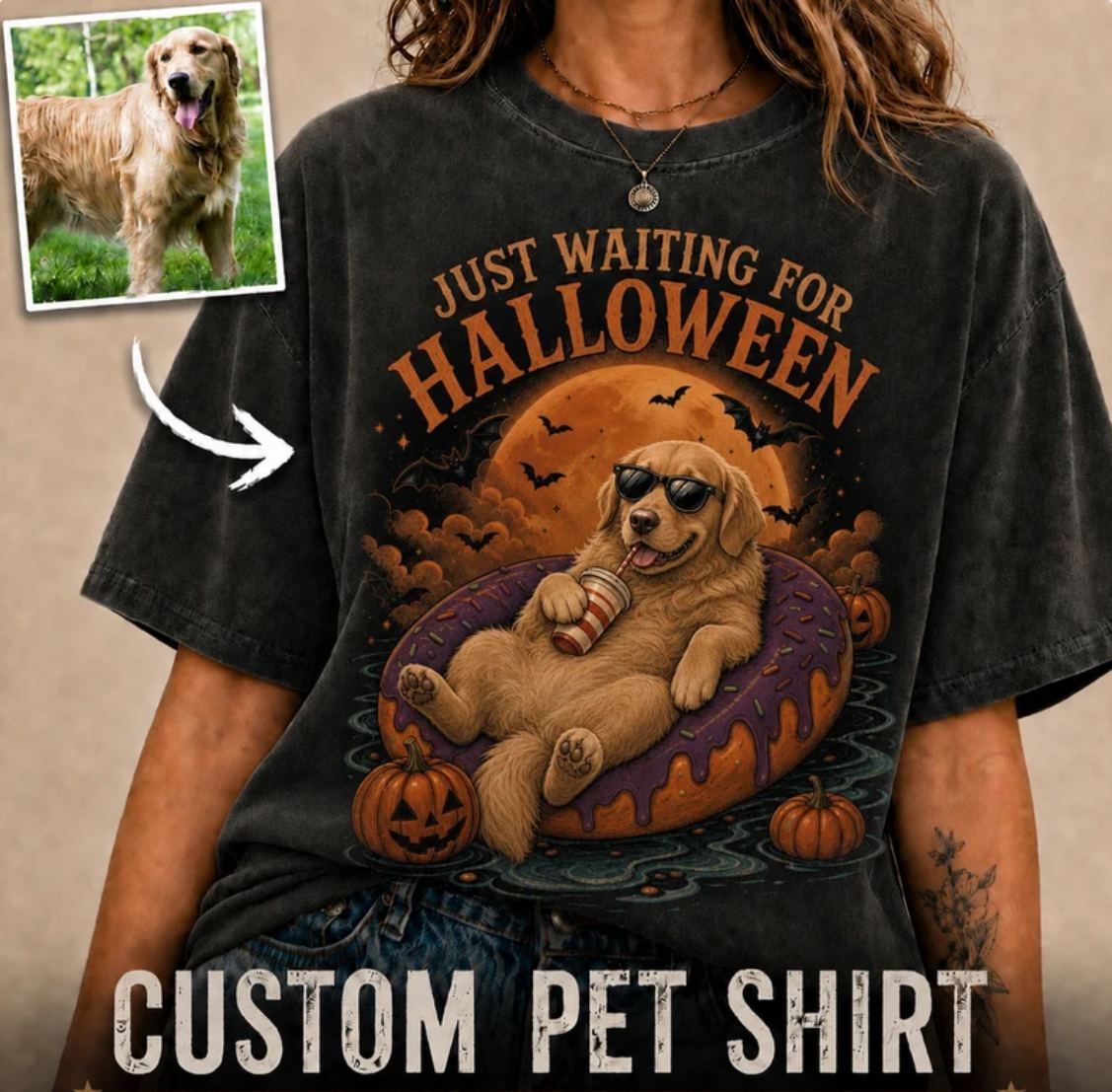 Custom Pet Waiting For Halloween Shirt