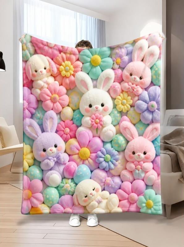 Teddy Pastel Floral Print Throw Blanket