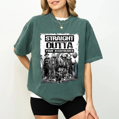 Straight Outta Nightmares Vintage Horror T-Shirt - Halloween Graphic Tee