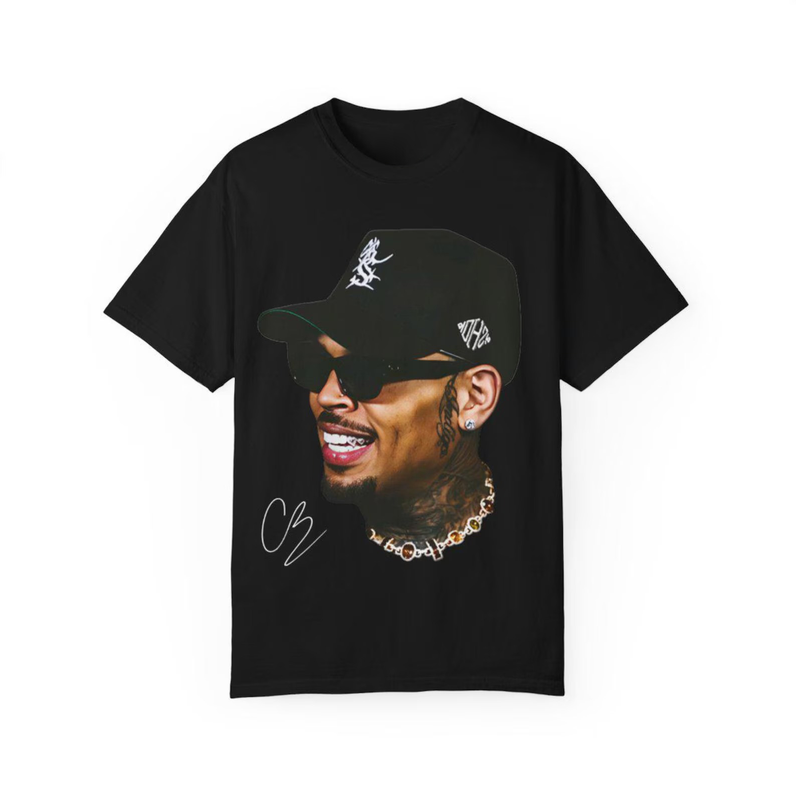 CHRIS BROWN 3 Round Neck Short Sleeve T-shirt