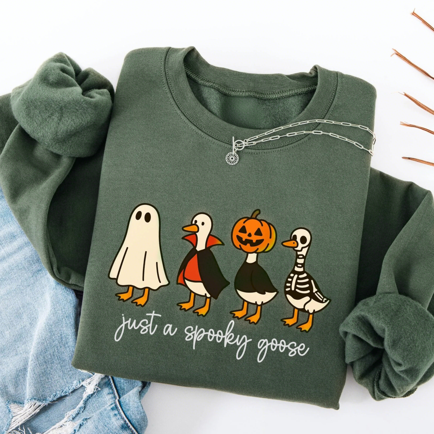 Just A Spooky Goose Halloween Sweatshirt