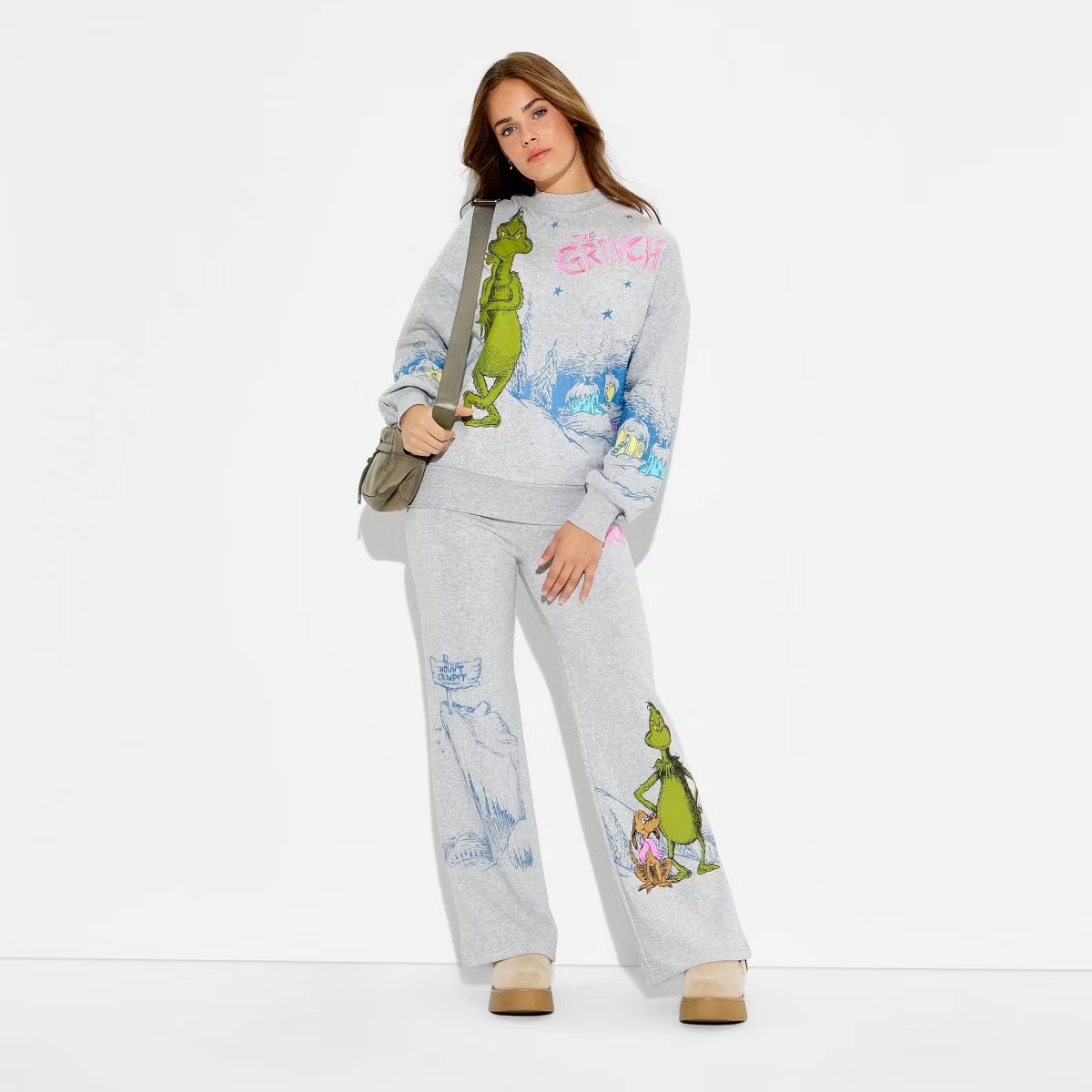 Women's Grinch Fleece Graphic Two-Piece Set