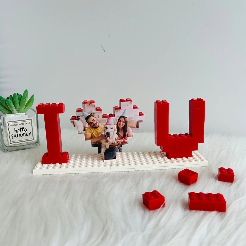 Personalized I Love You Brick Puzzles Gifts, Photo Block for Lovers