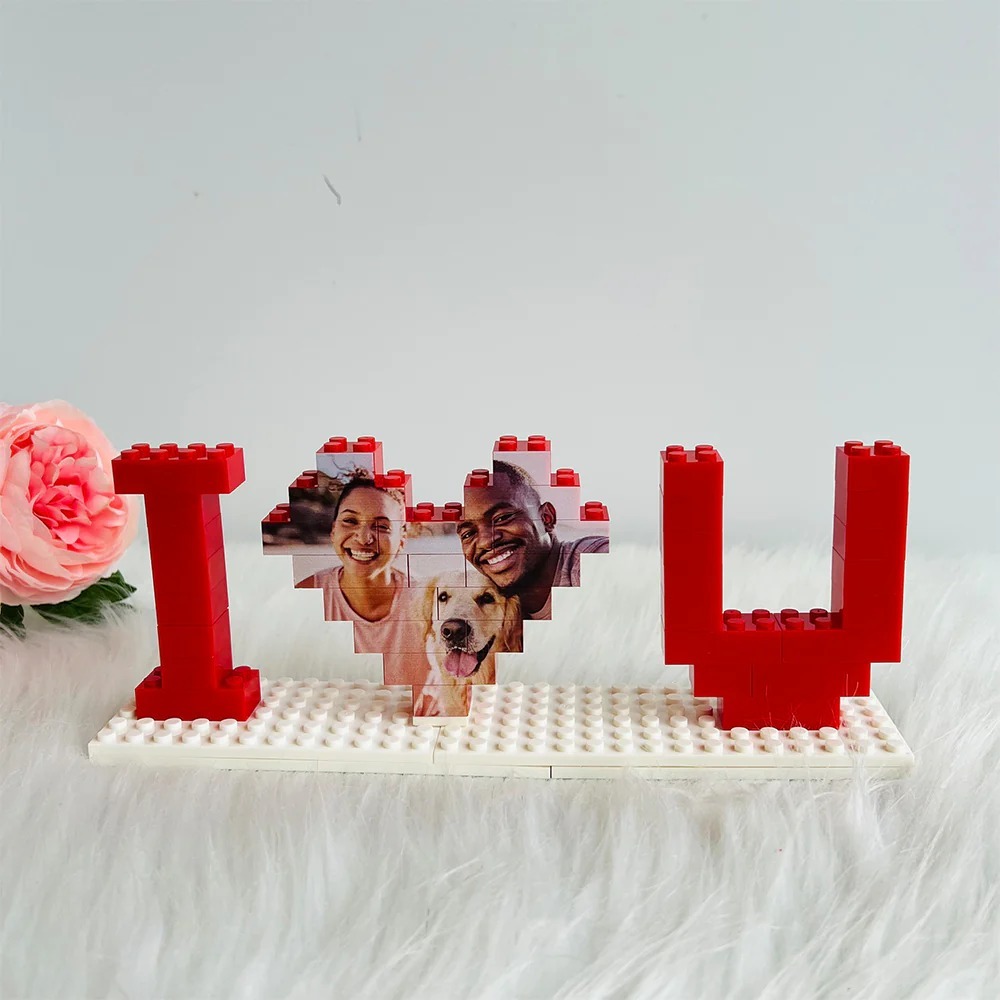 Personalized I Love You Brick Puzzles Gifts, Photo Block for Lovers
