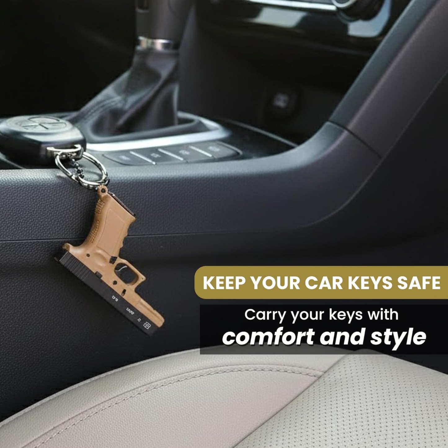 Mini Metal Pistol Keychain with Movable Parts