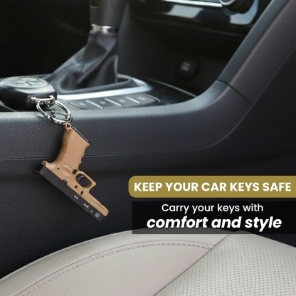 Mini Metal Pistol Keychain with Movable Parts