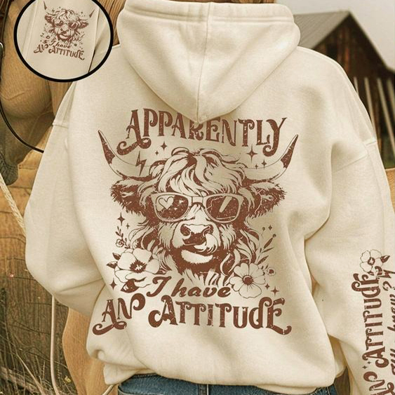 Apparently I Have An Attitude Cow Print Sweatshirt