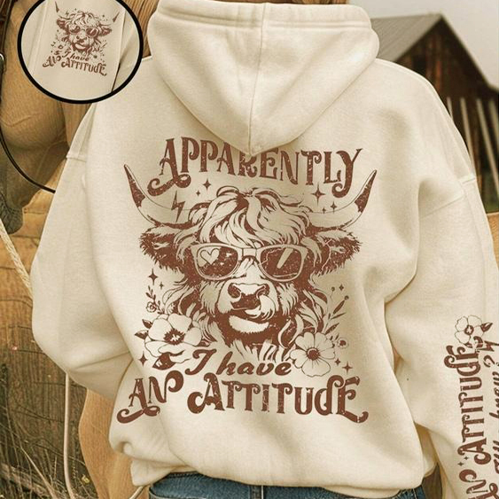 Apparently I Have An Attitude Cow Print Sweatshirt