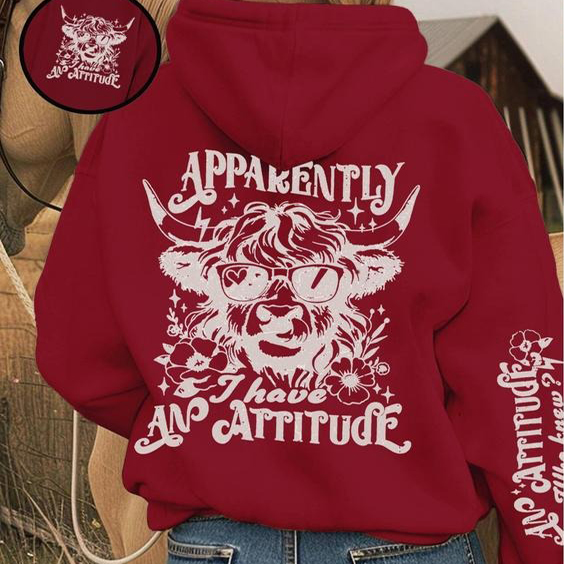 Apparently I Have An Attitude Cow Print Sweatshirt