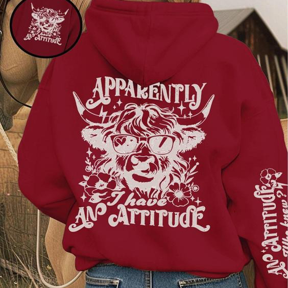Apparently I Have An Attitude Cow Print Sweatshirt