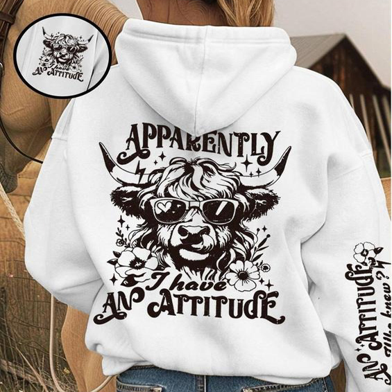Apparently I Have An Attitude Cow Print Sweatshirt