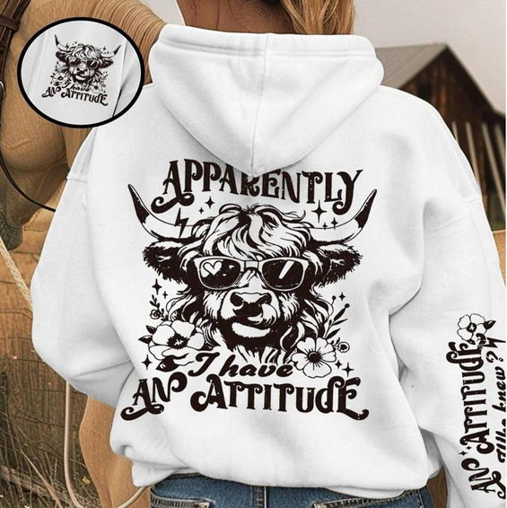 Apparently I Have An Attitude Cow Print Sweatshirt