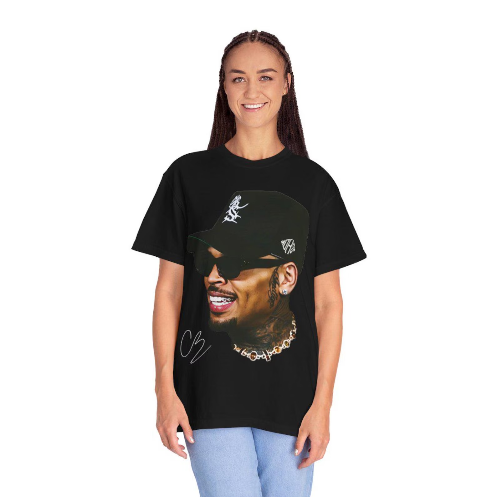 CHRIS BROWN 3 Round Neck Short Sleeve T-shirt