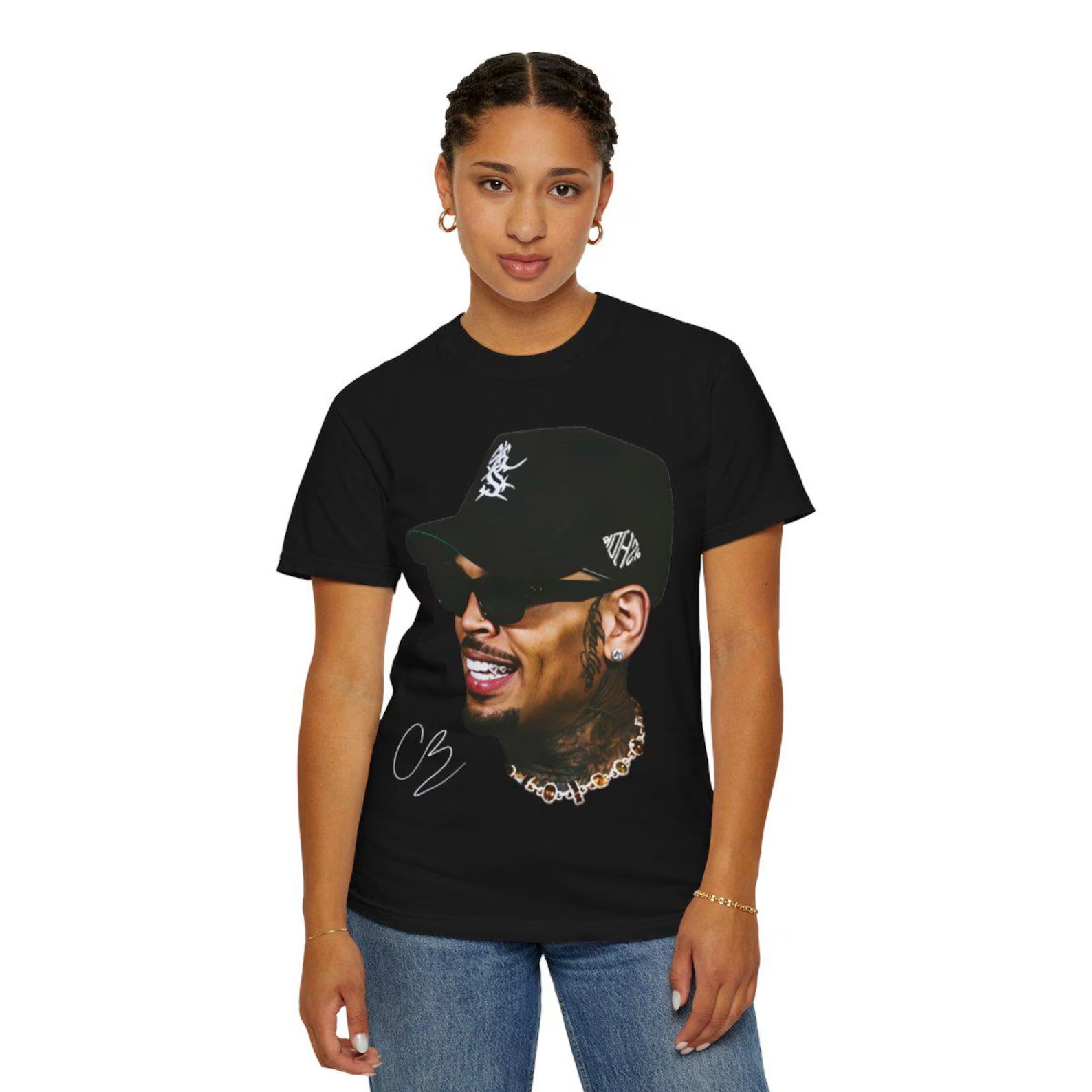 CHRIS BROWN 3 Round Neck Short Sleeve T-shirt