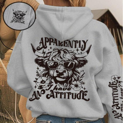 Apparently I Have An Attitude Cow Print Sweatshirt