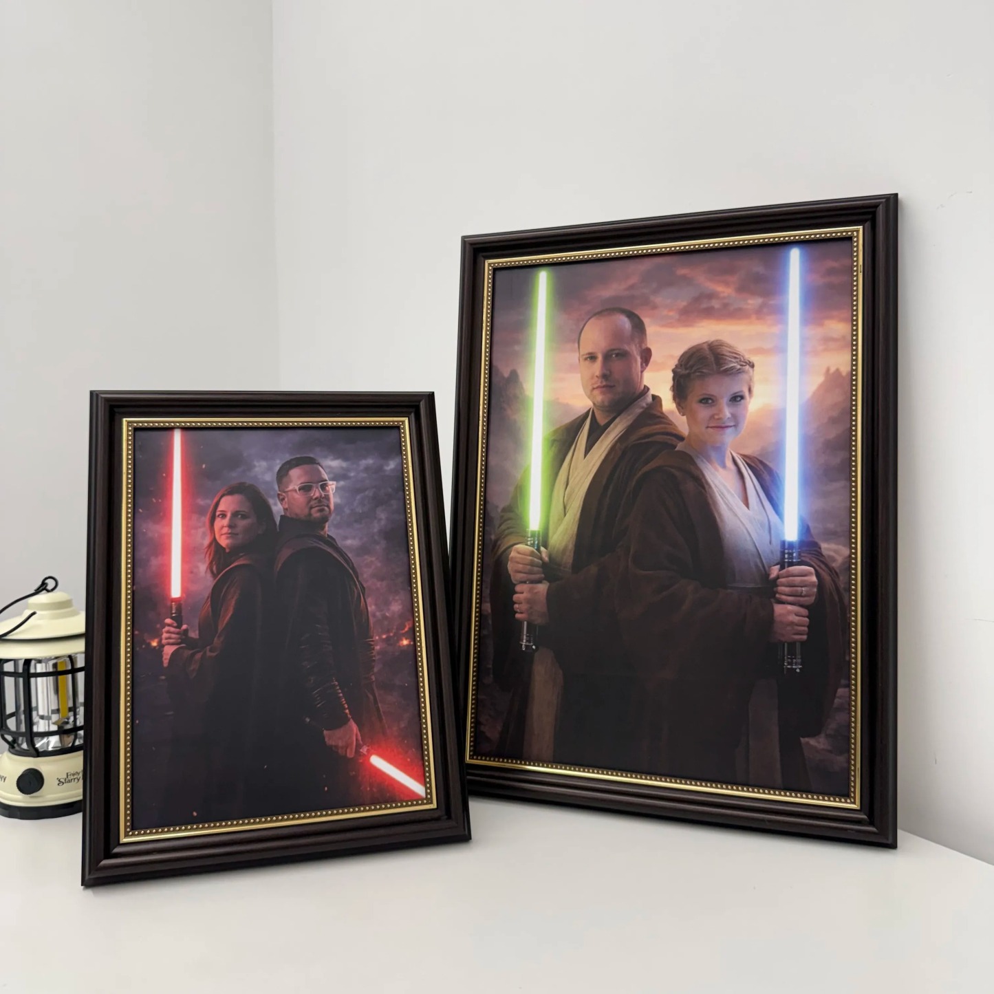 Custom Lightsaber Galactic Hero Couple Portrait Frame Gift🌍