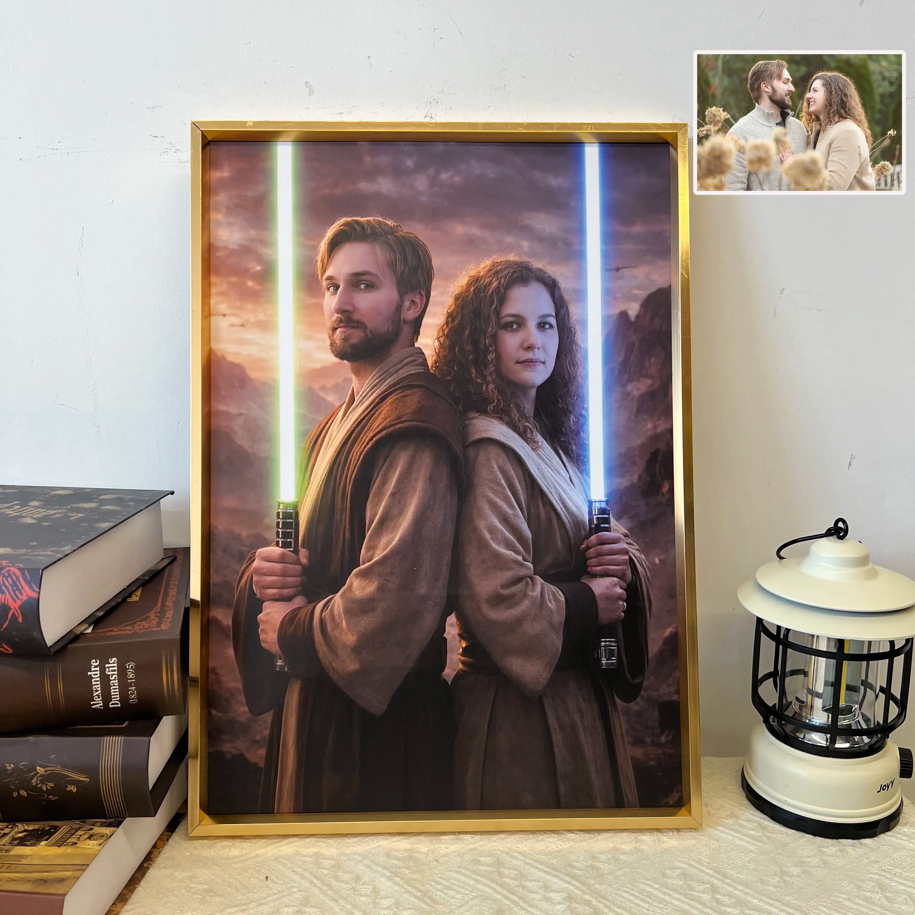Custom Lightsaber Galactic Hero Couple Portrait Frame Gift🌍