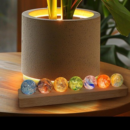7 Colors Glass Crystal Ball Light with Wood Base