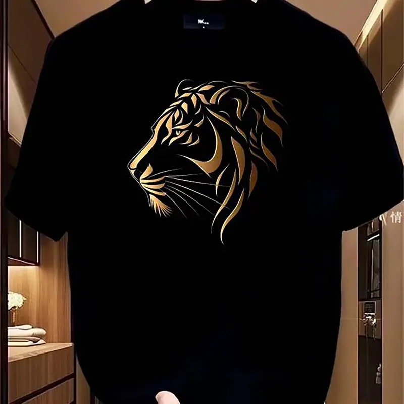 Retro Tiger Graphic T-Shirt – Thick Cotton Loose Fit Summer Tee
