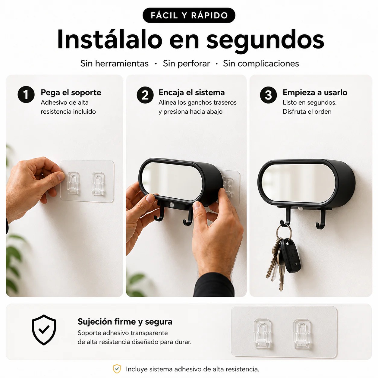 ✨ LED Mirror Garage Key Holder – Wall Mounted Glow Rack 🔑🚗