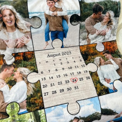 The Day I Found My Missing Piece Custom Couple Photos Blanket🧩