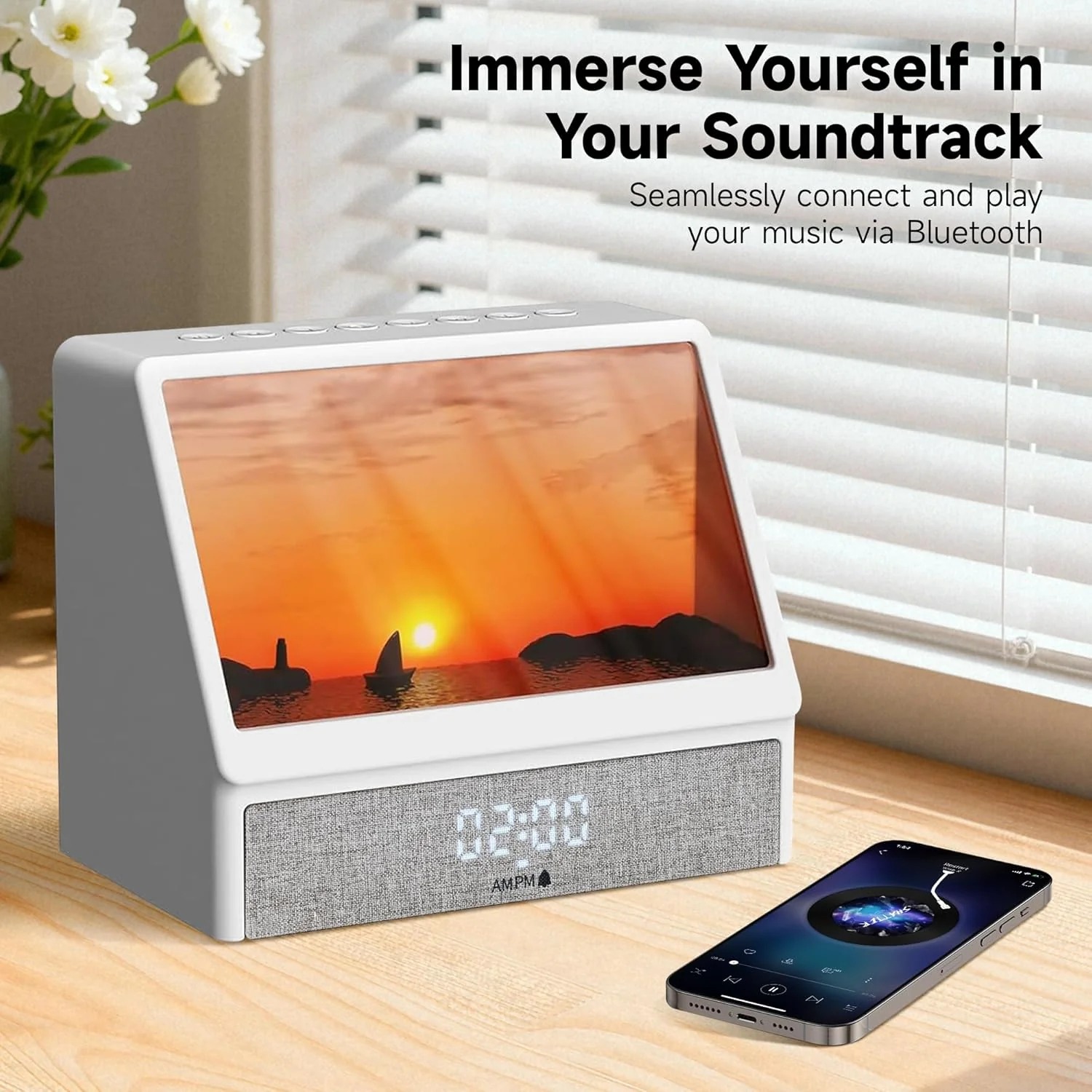 Sunrise Alarm Clock Wake Light – Natural Light Sleep Aid with Sound & Sunrise Simulation