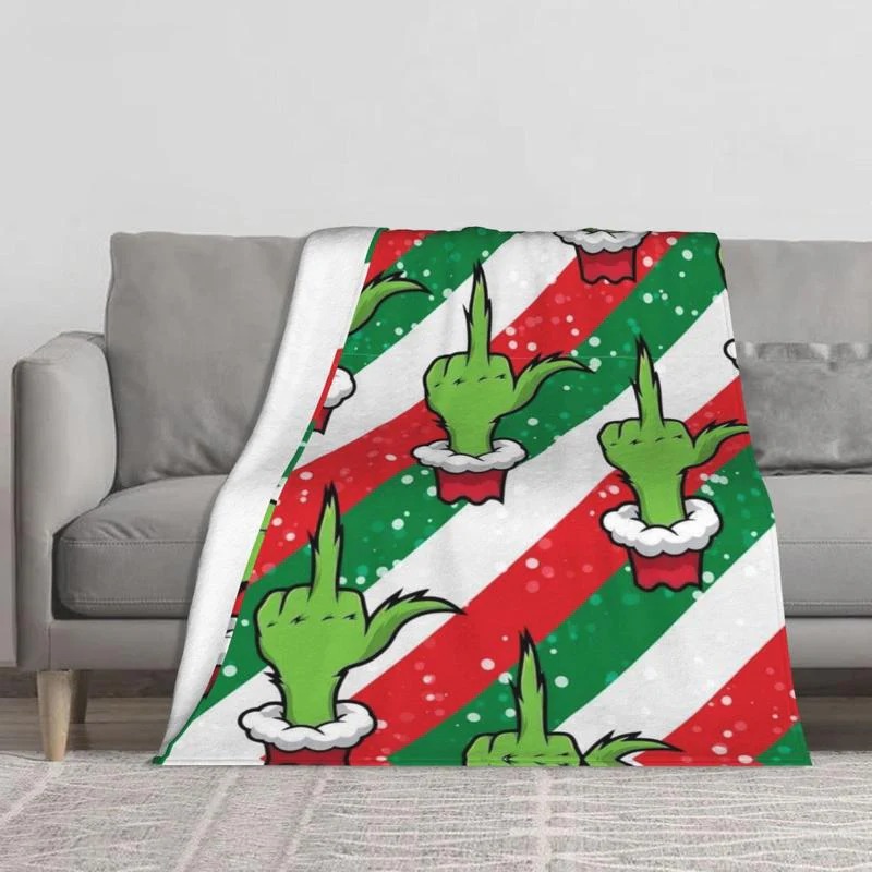 Grinch Middle Finger Christmas Blanket