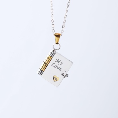 My Love Book Necklace Romantic Locket Pendant with Love Messages Inside