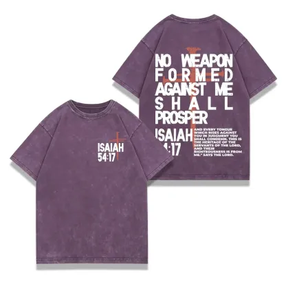 No Weapon Christian Washed T-Shirt – Jesus Faith Oversized Tee (Unisex)